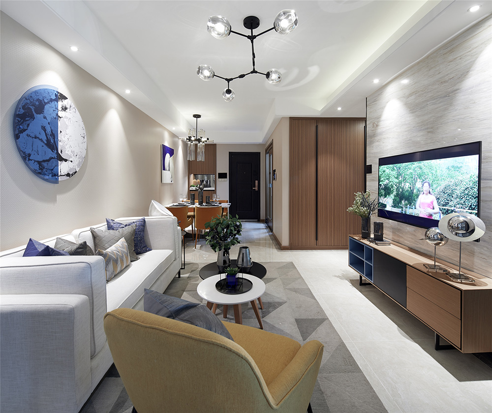 现代前卫风格室内装修效果图-恒大绿洲三居98平米-客厅 现代前卫风格室内装修效果图-恒大绿洲三居98平米-客厅